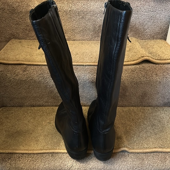 CROWN Vintage-TALL NICE BLACK LEATHER BOOTS! - Picture 7 of 11